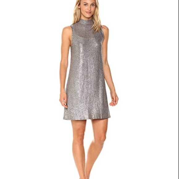 kensie Women's Foiled Rib Shift Swing Dress - Picture 1 of 4